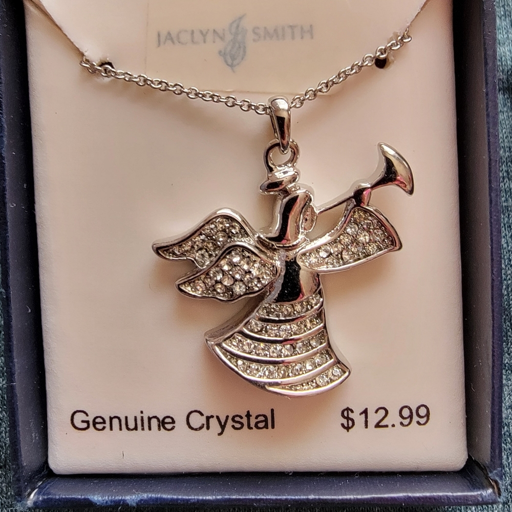 💰🌟 3 for $13 NWT Jaclyn Smith Fashion Jewelry Genuine Crystal Angel Necklace